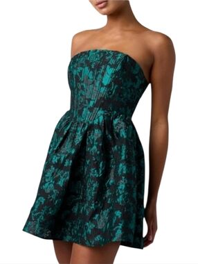 Lulus Ayla Jacquard Strapless Fit And Flare Mini-Dress NWT